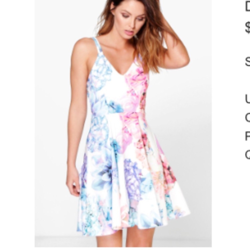 Daphne Floral Print Strappy Skater Dress